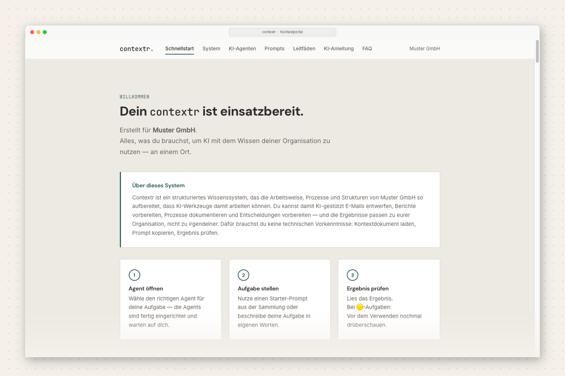 Das contextr Kontextportal — übergeben in deinen Account